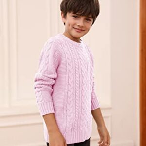 Toddler Crew Neck Sweater Little Kids Long Sleeve Knitted Pullover Sweater Tops with Button Clouser for Boys Girls Pink