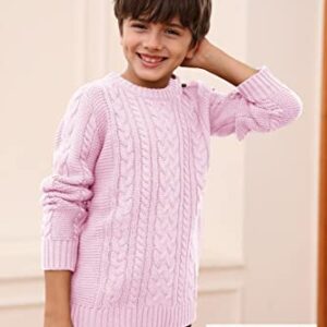 Toddler Crew Neck Sweater Little Kids Long Sleeve Knitted Pullover Sweater Tops with Button Clouser for Boys Girls Pink