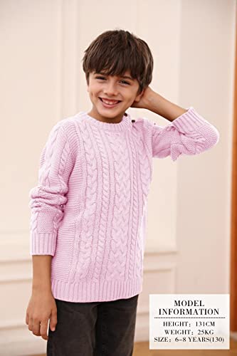 Toddler Crew Neck Sweater Little Kids Long Sleeve Knitted Pullover Sweater Tops with Button Clouser for Boys Girls Pink