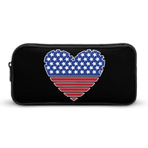 american flag heart pencil case stationery pen pouch portable makeup storage bag organizer gift