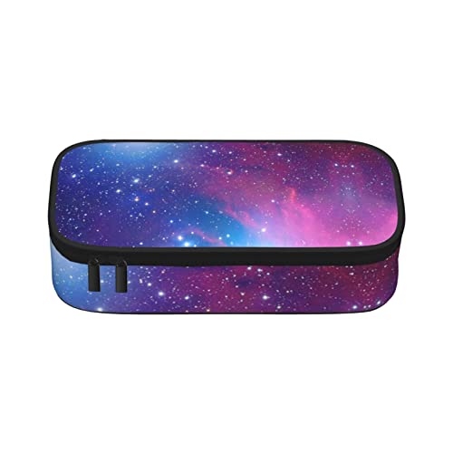 Gocerktr Purple Galaxy Pencil Case Large Capacity Pencil Bag Double Zippers Pen Bag with Compartments Multifunction Makeup Bag for Women