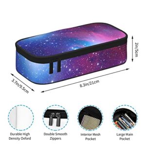 Gocerktr Purple Galaxy Pencil Case Large Capacity Pencil Bag Double Zippers Pen Bag with Compartments Multifunction Makeup Bag for Women