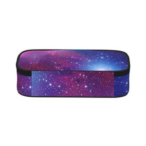 Gocerktr Purple Galaxy Pencil Case Large Capacity Pencil Bag Double Zippers Pen Bag with Compartments Multifunction Makeup Bag for Women