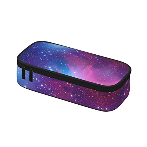 Gocerktr Purple Galaxy Pencil Case Large Capacity Pencil Bag Double Zippers Pen Bag with Compartments Multifunction Makeup Bag for Women