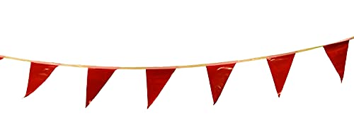 Cortina OSHA Approved Pennant Flags - for Use with Roof Warning Line Perimeters 03-400-105, Red, 105' Length