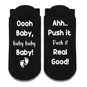 oh baby push it real good socks, maternity labor socks,maternity socks.(030)