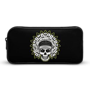 indian skull pencil case stationery pen pouch portable makeup storage bag organizer gift