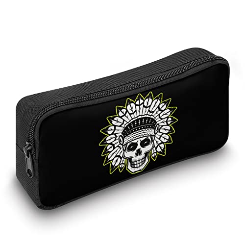 Indian Skull Pencil Case Stationery Pen Pouch Portable Makeup Storage Bag Organizer Gift