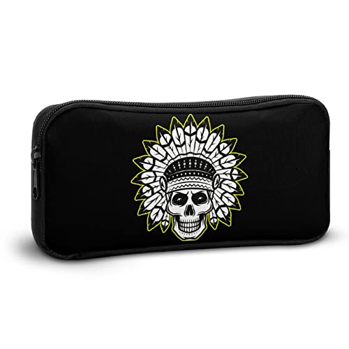 Indian Skull Pencil Case Stationery Pen Pouch Portable Makeup Storage Bag Organizer Gift