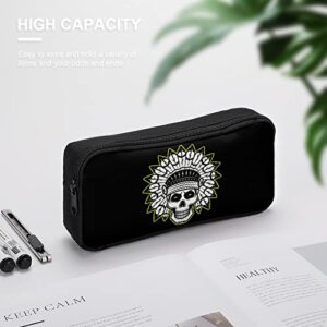 Indian Skull Pencil Case Stationery Pen Pouch Portable Makeup Storage Bag Organizer Gift