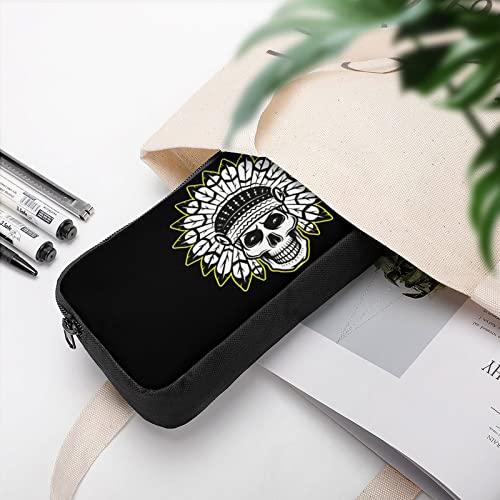 Indian Skull Pencil Case Stationery Pen Pouch Portable Makeup Storage Bag Organizer Gift