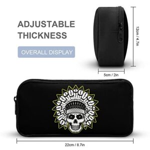 Indian Skull Pencil Case Stationery Pen Pouch Portable Makeup Storage Bag Organizer Gift