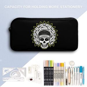 Indian Skull Pencil Case Stationery Pen Pouch Portable Makeup Storage Bag Organizer Gift