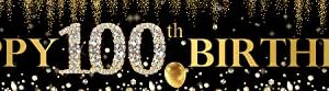 ZDX Happy 100th Birthday Theme Banner Birthday Party Poster Decor Black Backdrop Gold Balloon Photo Outdoor & Indoor Hanging With ZDXZ-US-HF346-fba 0