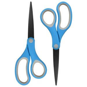westcott 55849 8-inch non-stick titanium scissors for office and home, blue/gray, 2 pack