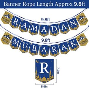 Ramadan Mubarak Banner - Ramadan Mubarak Decoration - Ramadan Mubarak Party Decorations Supplies - Mubarak Bunting Banner - Mubarak Home Mantle Fireplace Hanging Banner - No Assembled Required