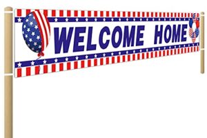large welcome home banner, deployment homecoming sign, military army return home party decorations (9.8 x 1.6 ft)