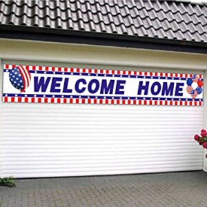 Large Welcome Home Banner, Deployment Homecoming Sign, Military Army Return Home Party Decorations (9.8 x 1.6 ft)