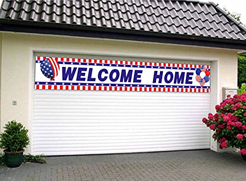 Large Welcome Home Banner, Deployment Homecoming Sign, Military Army Return Home Party Decorations (9.8 x 1.6 ft)