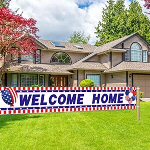 Large Welcome Home Banner, Deployment Homecoming Sign, Military Army Return Home Party Decorations (9.8 x 1.6 ft)