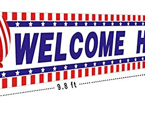 Large Welcome Home Banner, Deployment Homecoming Sign, Military Army Return Home Party Decorations (9.8 x 1.6 ft)