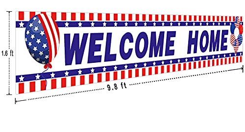 Large Welcome Home Banner, Deployment Homecoming Sign, Military Army Return Home Party Decorations (9.8 x 1.6 ft)