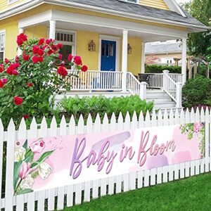 baby in bloom large banner sign backdrop,welcome baby party decorations supplies,baby shower decor for baby boy or girl baby shower decorations 9.8×1.6ft