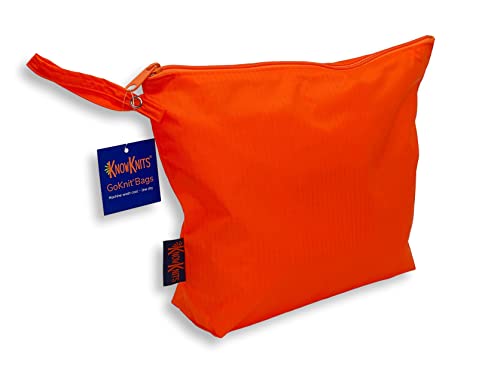 KnowKnits GoKnit Zip Project Bag for Knitting and Crochet (Orange)