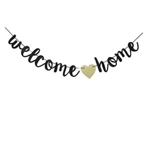 welcome home banner, home party sign decors, black family theme party bunting props supplies