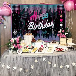 Yuiviot Big TIK Tok Theme Birthday Party banner(73x42 inch), Musical Theme Happy Birthday Backdrop, Photo Background, Artistic Music Supplies, Party Decorations Wall Poster for teens girl