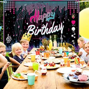 Yuiviot Big TIK Tok Theme Birthday Party banner(73x42 inch), Musical Theme Happy Birthday Backdrop, Photo Background, Artistic Music Supplies, Party Decorations Wall Poster for teens girl