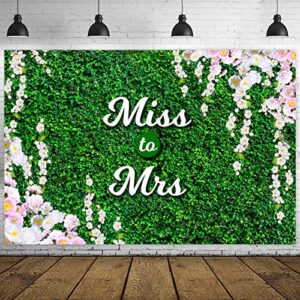 miss to mrs banner backdrop green meadow flowers theme decor for bachelorette party bridal shower supplies wedding shower decorations engagement photo booth props