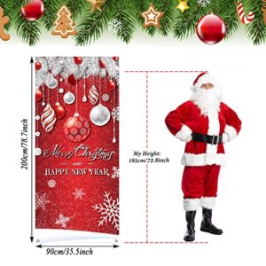 Christmas Door Cover Decoration Merry Christmas Tree Ornament Ball Photography Backdrop Outdoor Sign for Home Wall Indoor Outdoor Party