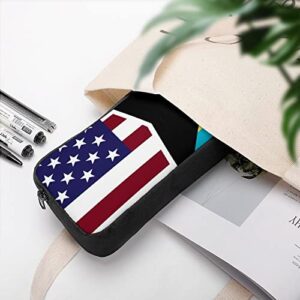 American and Bahamas Flag Pencil Case Stationery Pen Pouch Portable Makeup Storage Bag Organizer Gift