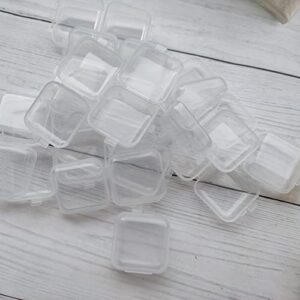 20 Pack Plastic Mini Clear Jewelry Box Organizer with Lid, Square Earplug Pill Storage Box Case for Small Items Bead Makeup Craft Project Containers