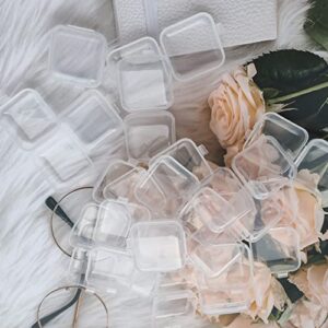 20 Pack Plastic Mini Clear Jewelry Box Organizer with Lid, Square Earplug Pill Storage Box Case for Small Items Bead Makeup Craft Project Containers