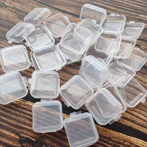 20 Pack Plastic Mini Clear Jewelry Box Organizer with Lid, Square Earplug Pill Storage Box Case for Small Items Bead Makeup Craft Project Containers