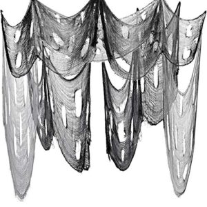 toymytoy 2pcs halloween creepy cloth party decor,drape doorways entryways windows cover gauze 6.6ft x 177″(black and grey)