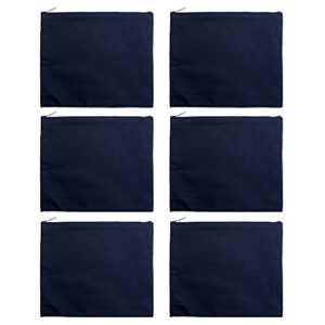 muka 6 pack navy canvas cosmetic bag 9-1/2 x 8 inches pencil zipper pouch