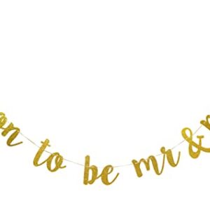 YaFeiDa Soon to Be Mr&Mrs Banner Future Mr & Mrs Banner for Engagement Bridal Shower Bride and Groom Party Decorations Pre-Strung Sign (Gold),SKA-NB018