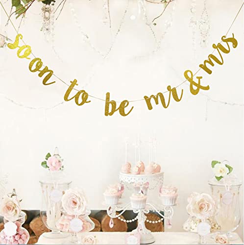 YaFeiDa Soon to Be Mr&Mrs Banner Future Mr & Mrs Banner for Engagement Bridal Shower Bride and Groom Party Decorations Pre-Strung Sign (Gold),SKA-NB018