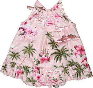 rjc baby girl’s flamingo paradise halter ruffle hawaiian 2 piece dress set pink 12-months