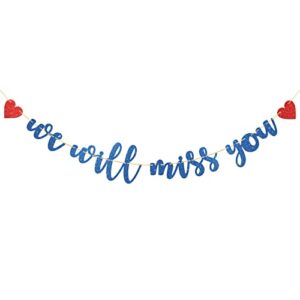 dalaber we will miss you banner for retirement,farewell party,going away party decorations – goodbye themed party decoration supplies – blue