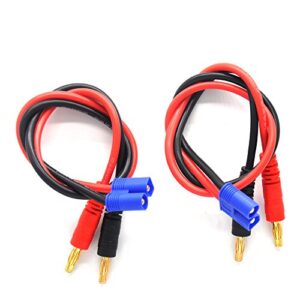 padarsey ec3 connector plug -> 4mm banana plugs battery charge lead adapter cable – 2 pack – apex rc products #1405