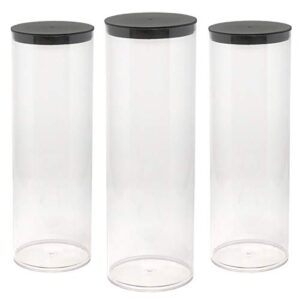 prestige import group – 4″ x 12.25″ transparent clear plastic (petg) storage tubes with black lid – 4 pack