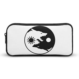 wolf yin yang sun moon pencil case stationery pen pouch portable makeup storage bag organizer gift