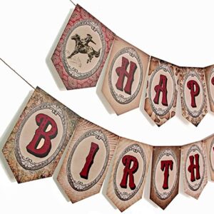 Cowboy Birthday Banner,Wild Western Bday Party Sign, Wooden House Barn Bunting, Birthday Decorations