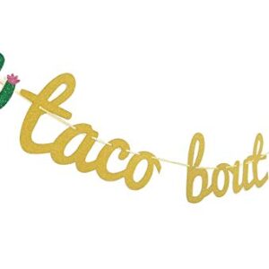 Glamoncha Taco Bout Love Gold Glitter Banner Sign Garland for Mexican Fiesta Themed Bridal Shower Bachelorette Party Wedding Decorations