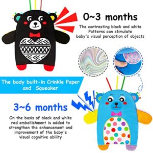 teytoy 3-in-1 Tummy Time Mat & Pillow & Mirror Black and White High Contrast Tummy Time Toys with 3 Teethers for Newborn Infant Baby Toys 0 3 6 9 12 Months Easter Gifts