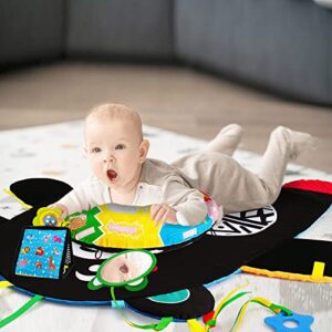 teytoy 3-in-1 Tummy Time Mat & Pillow & Mirror Black and White High Contrast Tummy Time Toys with 3 Teethers for Newborn Infant Baby Toys 0 3 6 9 12 Months Easter Gifts